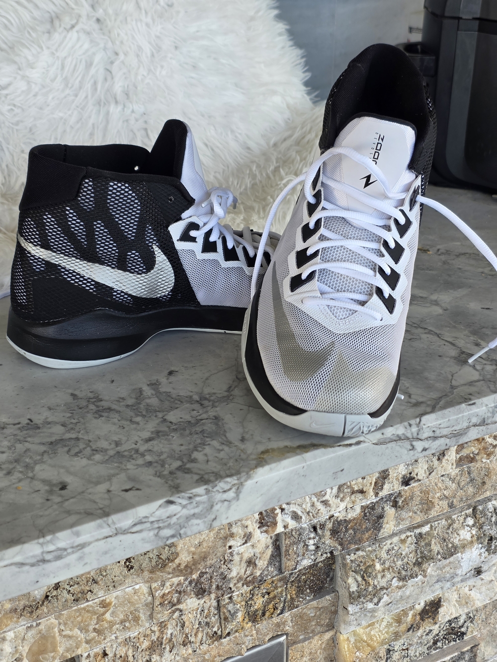 Nike Zoom High-Top Basketball Shoes in Black & White